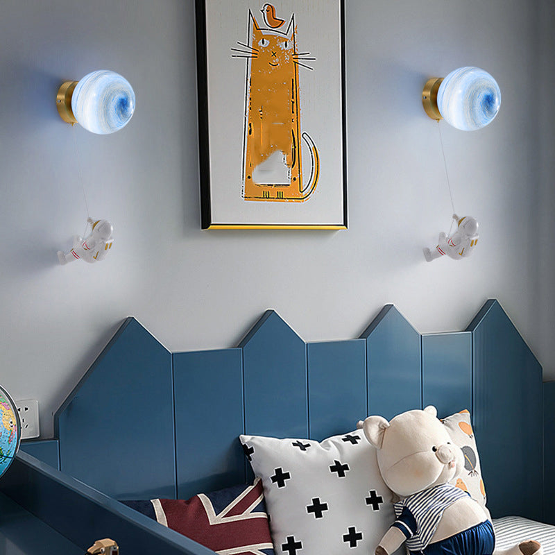 Children Metal Wall Light Flush Mount Globe Shaded Lighting for Dining Room