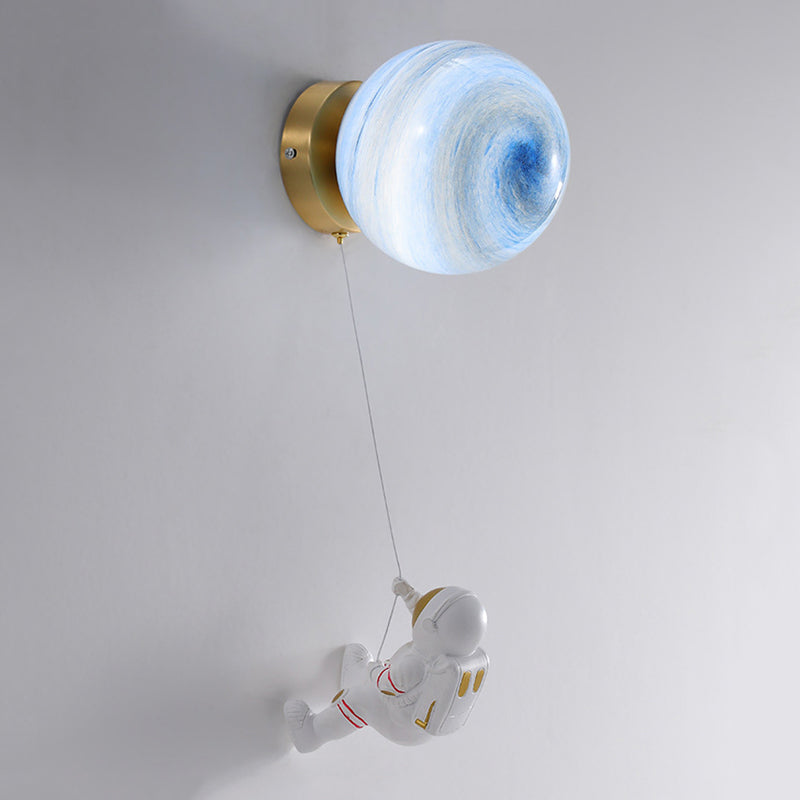 Children Metal Wall Light Flush Mount Globe Shaded Lighting for Dining Room