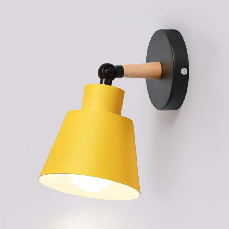 Contemporary Wood Wall Light Flush Mount Macaron Lighting for Living Room