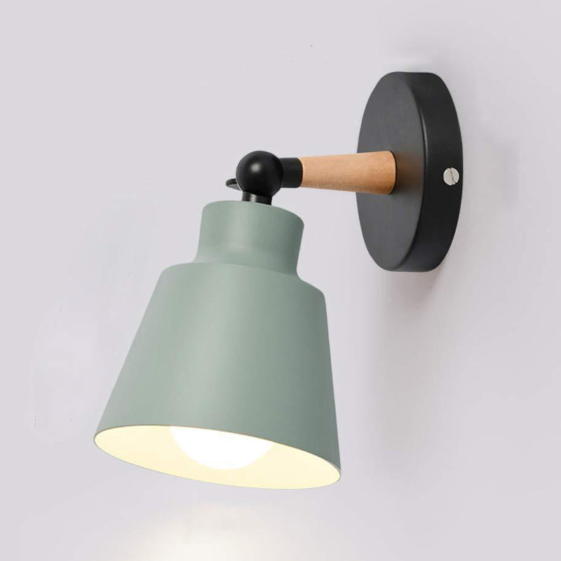 Contemporary Wood Wall Light Flush Mount Macaron Lighting for Living Room