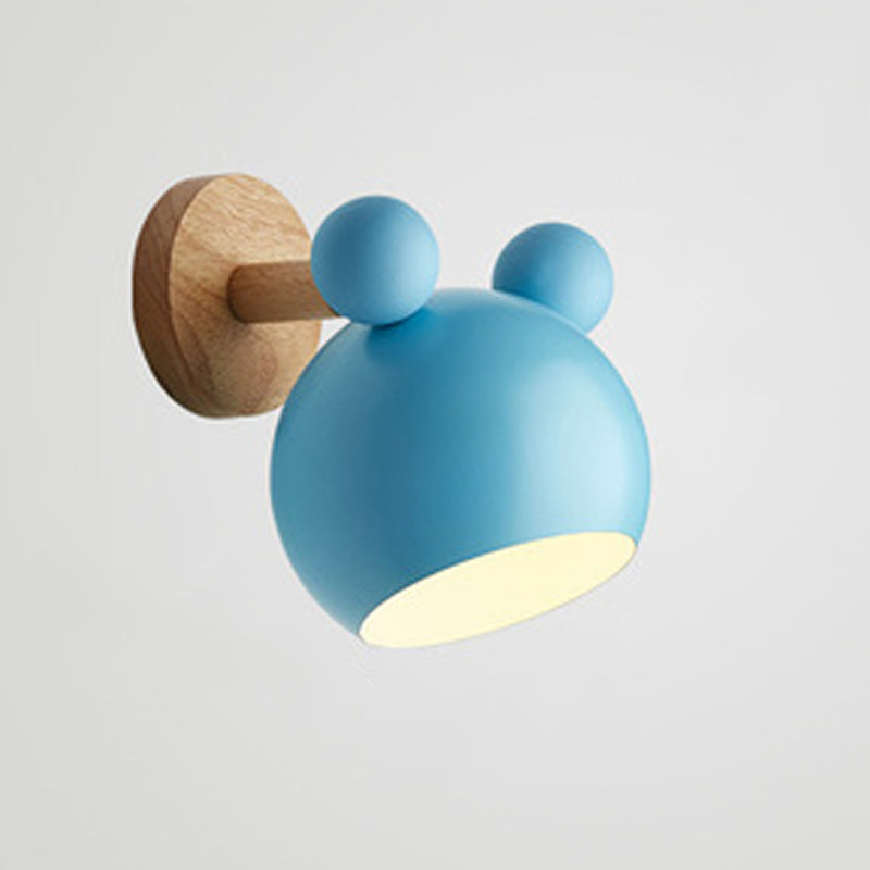 Macaron Cartoon Wall Light 1-Light Wall Mount Lamp with Wood for Living Room