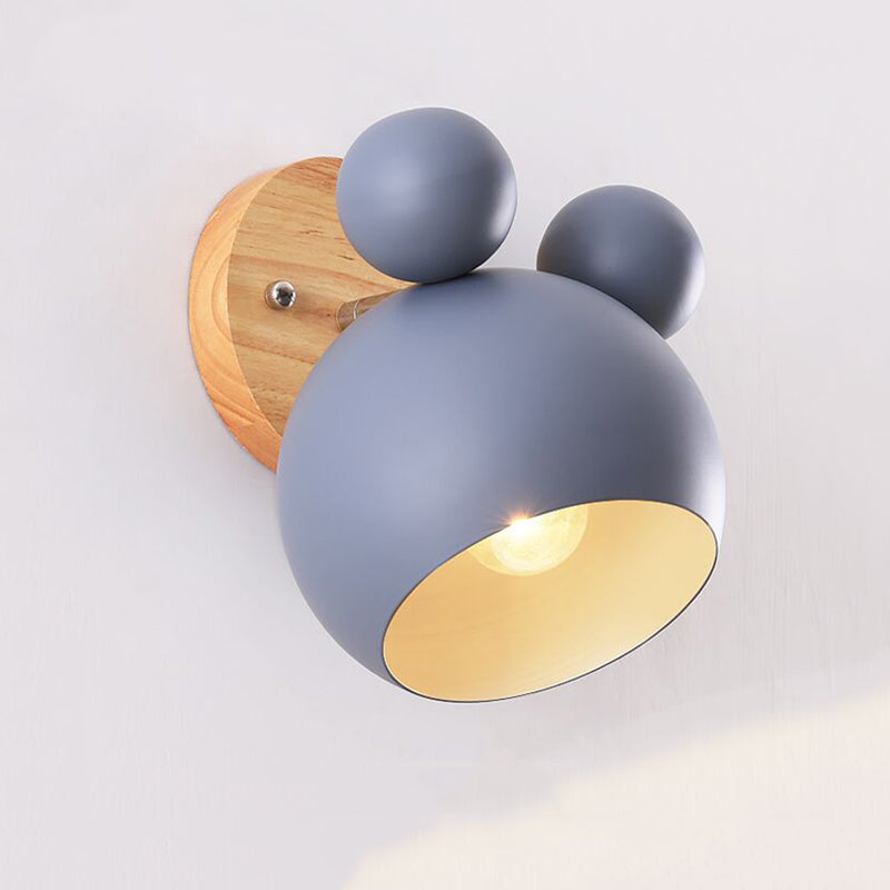 Macaron Cartoon Wall Light 1-Light Wall Mount Lamp with Wood for Living Room