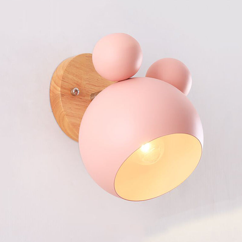 Macaron Cartoon Wall Light 1-Light Wall Mount Lamp with Wood for Living Room