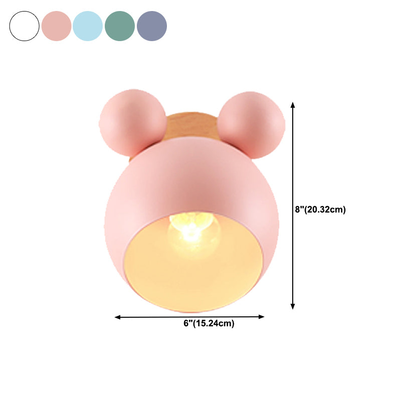 Macaron Cartoon Wall Light 1-Light Wall Mount Lamp with Wood for Living Room