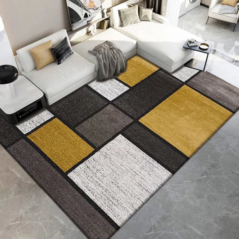 Contemporary Living Room Rug Graphic Print Carpet Polyester Stain Resistant Indoor Rug