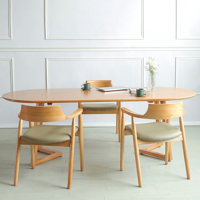 Oval Shape Meeting Table Simplicity Solid Wood Writing Desk for Home Office