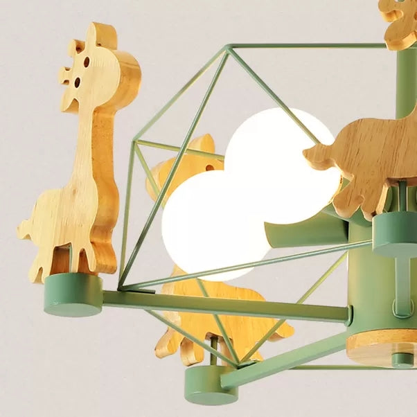 Drahtrahmen halb Flush Mount Light mit Giraffe 5 Köpfe Kinder Metallische Deckenlampe für Kinderschlafzimmer