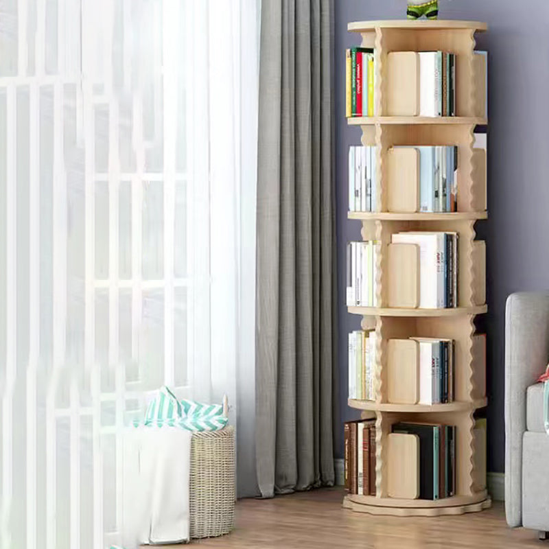 Wooden Rotatable Geometric Bookshelf Modern Home Closed Back Bookcase