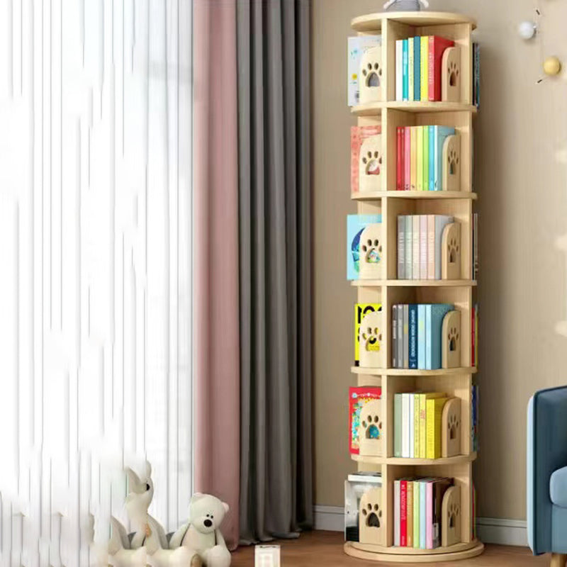 Wooden Rotatable Geometric Bookshelf Modern Home Closed Back Bookcase