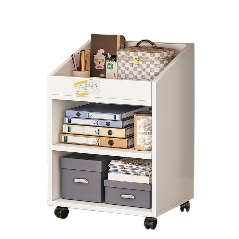 Scandinavian Wooden Movable Bookshelf Home Bookcase with Casters