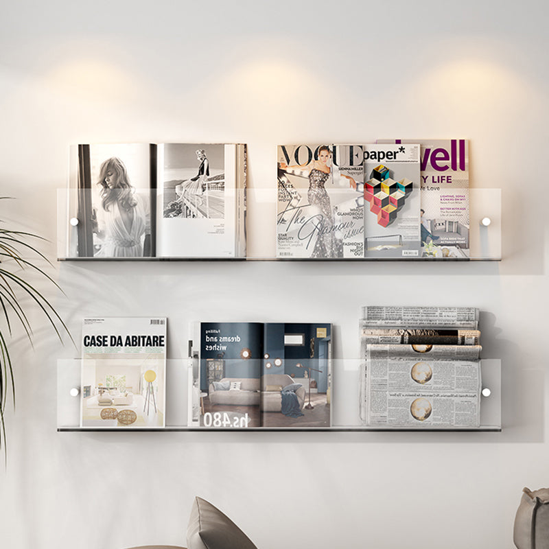 Modern Acrylic Floating Bookshelf 5.9" H Wall Mounted Bookcase