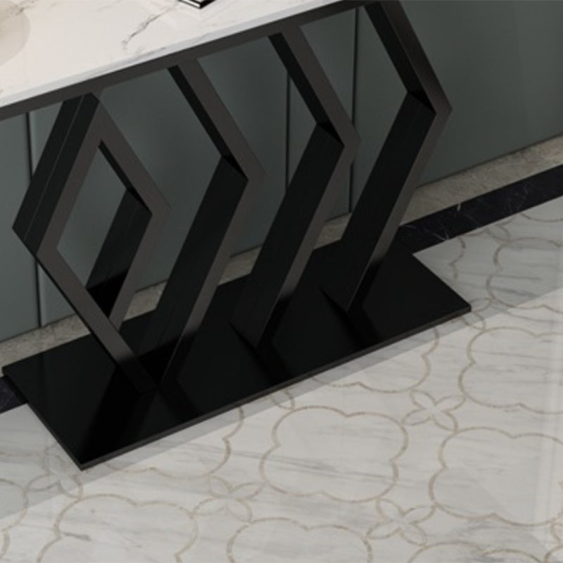 Glam Rectangle Console Table with Pedestal Base and Marble Top