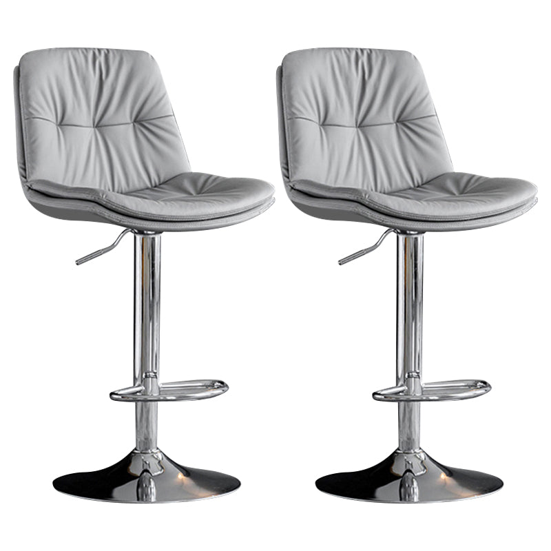 Modern Metal Barstool Faux Leather Footrest Stool Adjustable Height in Matte Finish