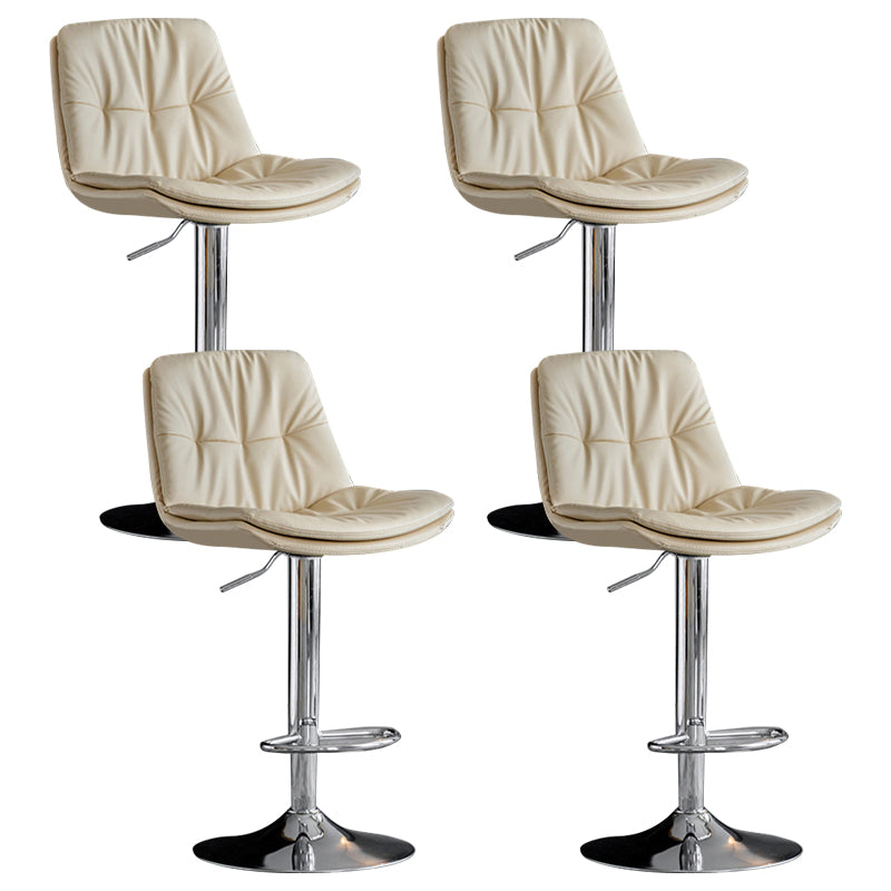 Modern Metal Barstool Faux Leather Footrest Stool Adjustable Height in Matte Finish