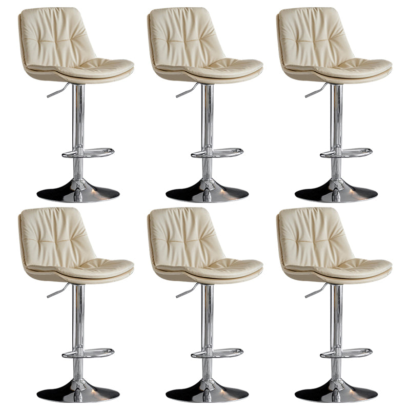 Modern Metal Barstool Faux Leather Footrest Stool Adjustable Height in Matte Finish