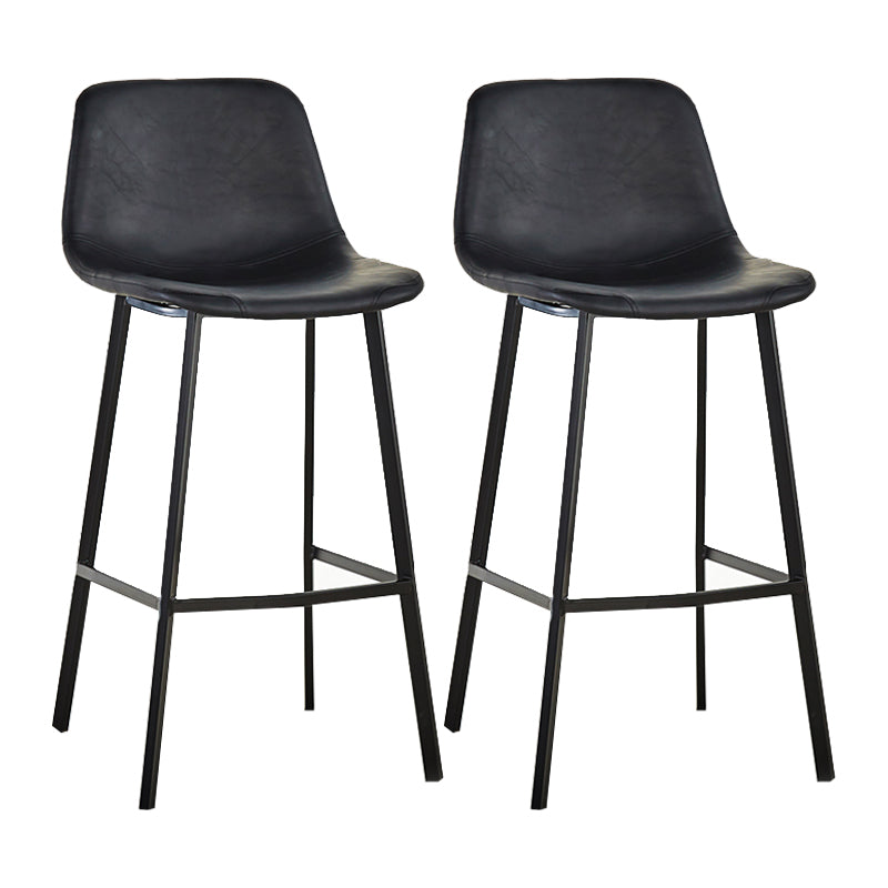 Industrial Bucket Counter Stool Leather Footrest Counter Bar Stool for Cafe