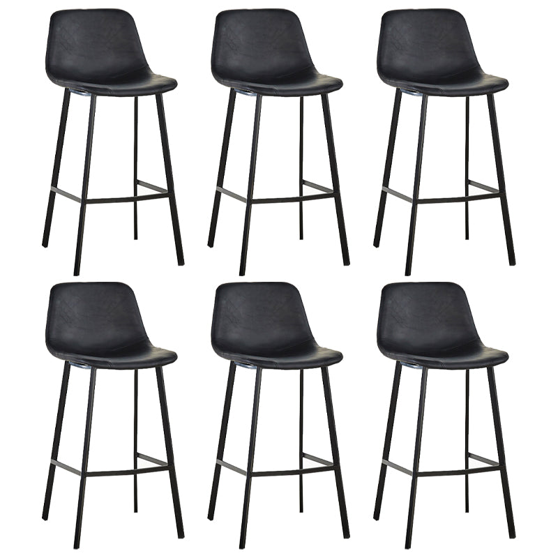 Industrial Bucket Counter Stool Leather Footrest Counter Bar Stool for Cafe