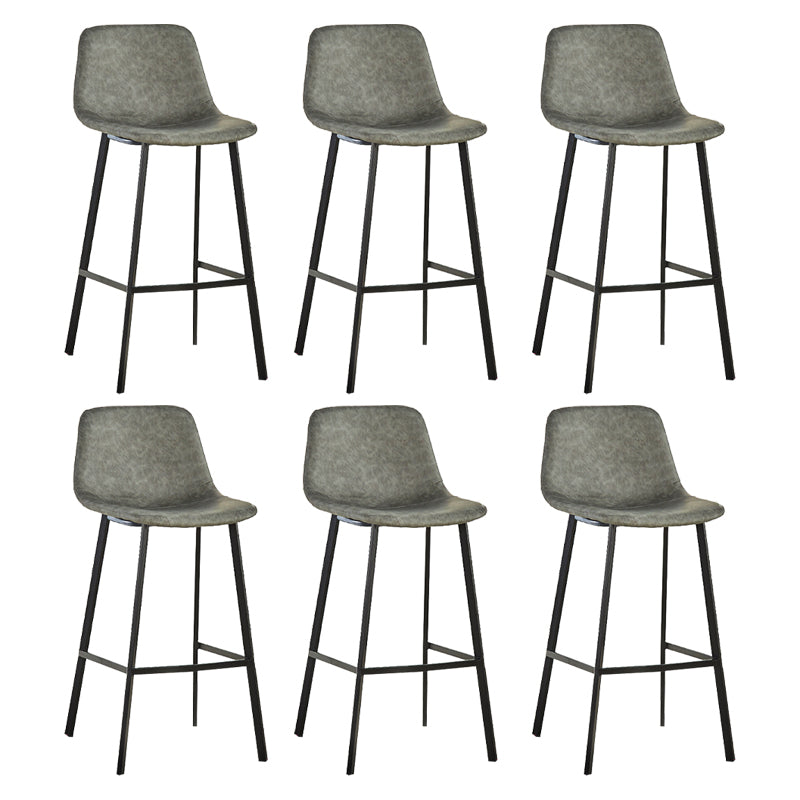 Industrial Bucket Counter Stool Leather Footrest Counter Bar Stool for Cafe