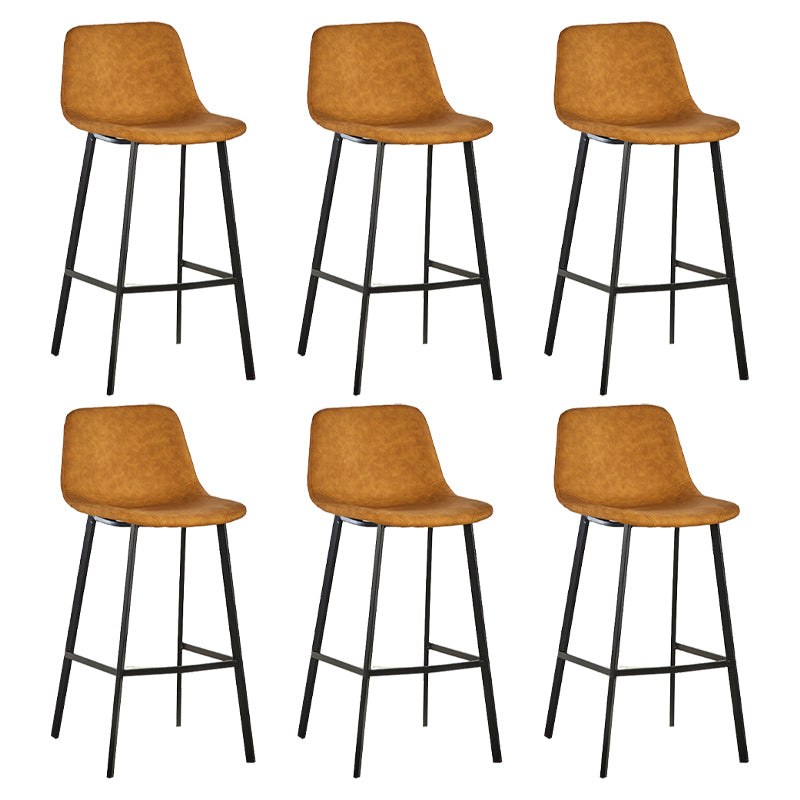 Industrial Bucket Counter Stool Leather Footrest Counter Bar Stool for Cafe