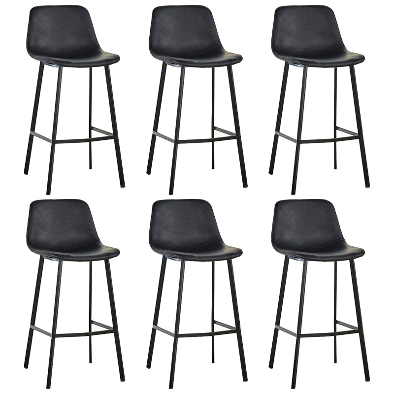 Industrial Bucket Counter Stool Leather Footrest Counter Bar Stool for Cafe