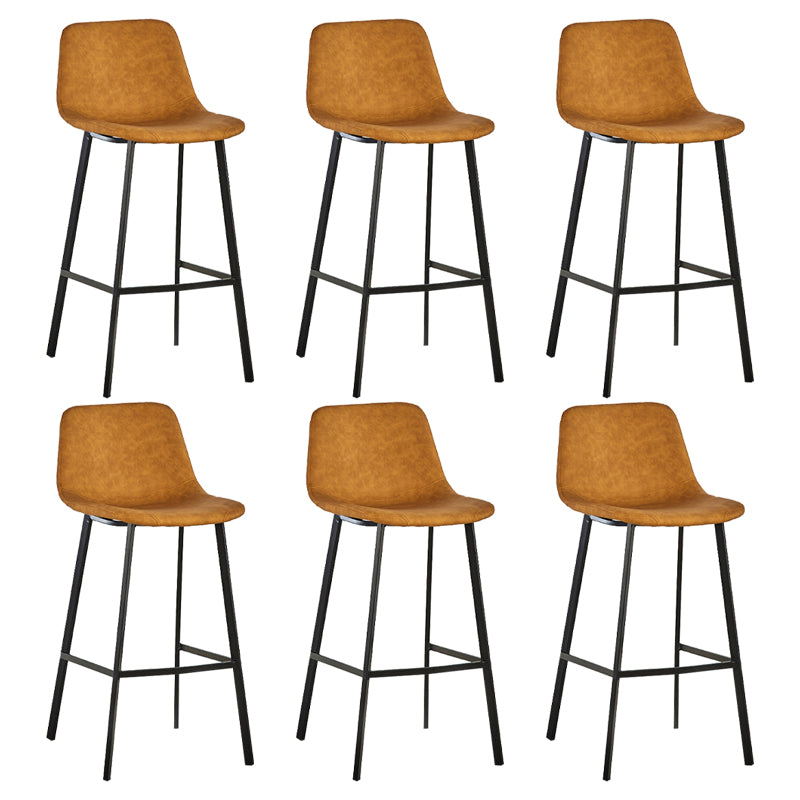 Industrial Bucket Counter Stool Leather Footrest Counter Bar Stool for Cafe
