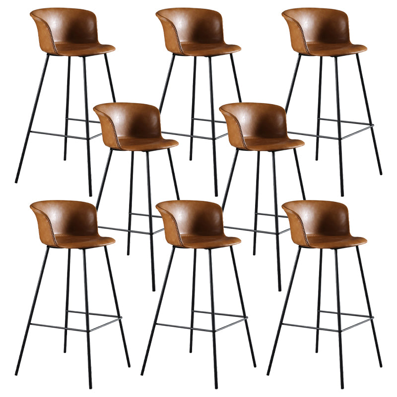 Modern Indoor Backrest Bar Stool Faux Leather Upholstered Bar Stool