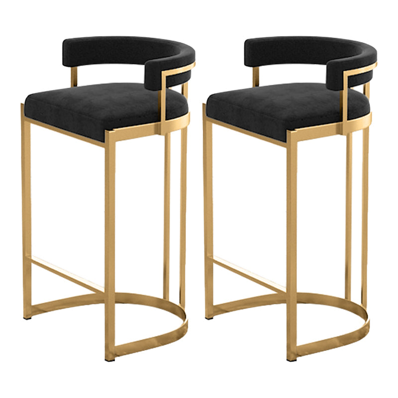 Glam Bucket Bar Stool Upholstered Bar Stool with Gold Metal Base
