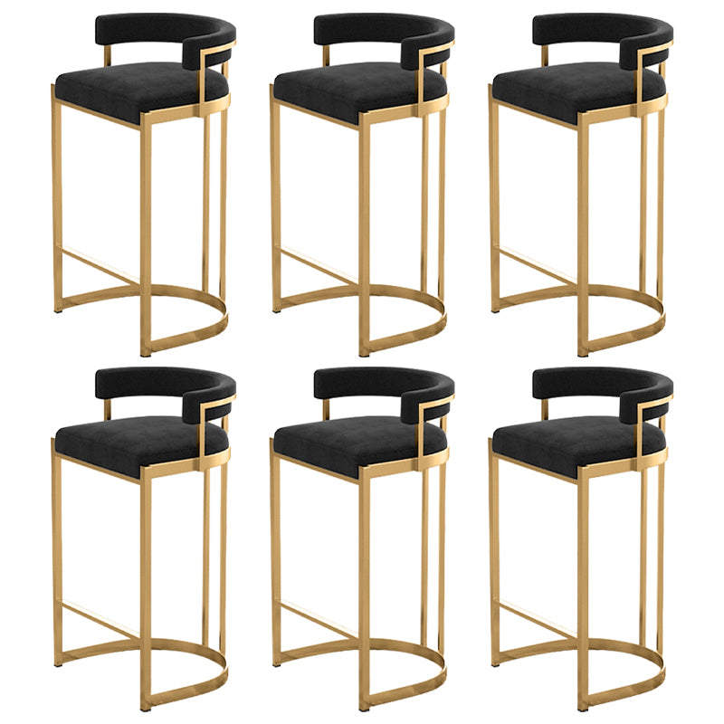 Glam Bucket Bar Stool Upholstered Bar Stool with Gold Metal Base
