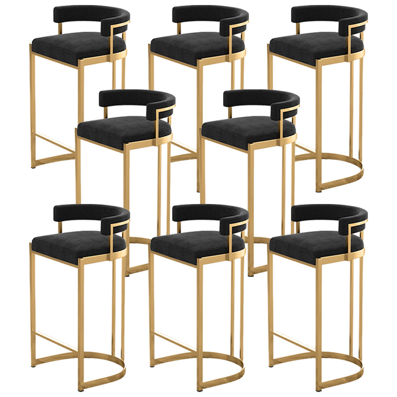 Glam Bucket Bar Stool Upholstered Bar Stool with Gold Metal Base