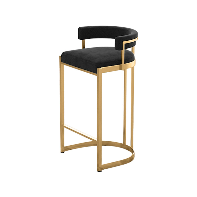 Glam Bucket Bar Stool Upholstered Bar Stool with Gold Metal Base