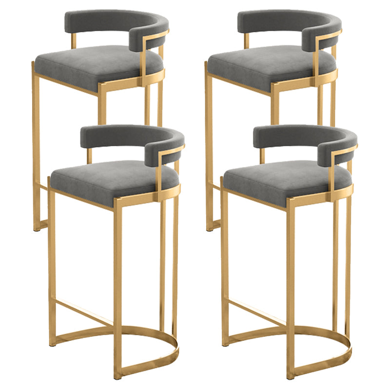 Glam Bucket Bar Stool Upholstered Bar Stool with Gold Metal Base