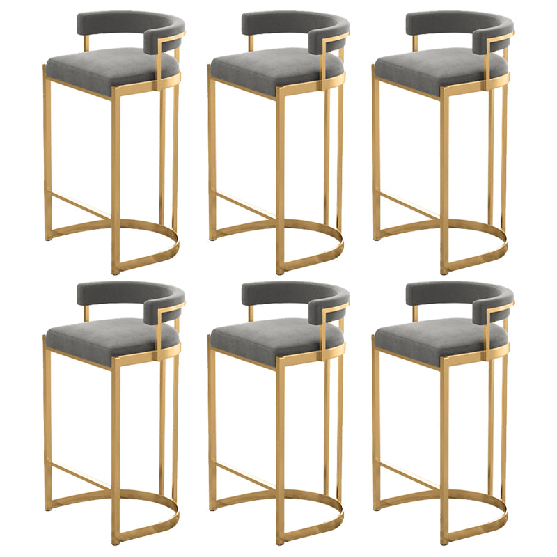 Glam Bucket Bar Stool Upholstered Bar Stool with Gold Metal Base