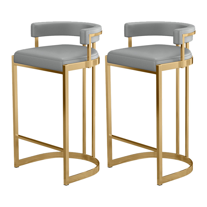 Glam Bucket Bar Stool Upholstered Bar Stool with Gold Metal Base