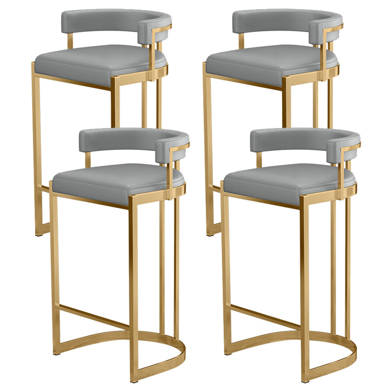 Glam Bucket Bar Stool Upholstered Bar Stool with Gold Metal Base