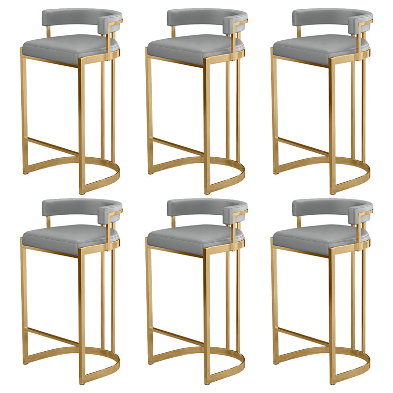 Glam Bucket Bar Stool Upholstered Bar Stool with Gold Metal Base