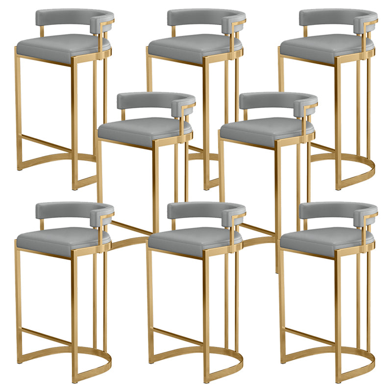 Glam Bucket Bar Stool Upholstered Bar Stool with Gold Metal Base
