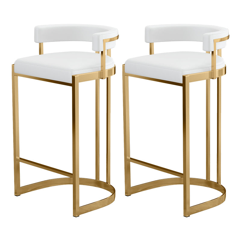 Glam Bucket Bar Stool Upholstered Bar Stool with Gold Metal Base