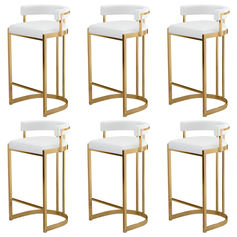 Glam Bucket Bar Stool Upholstered Bar Stool with Gold Metal Base