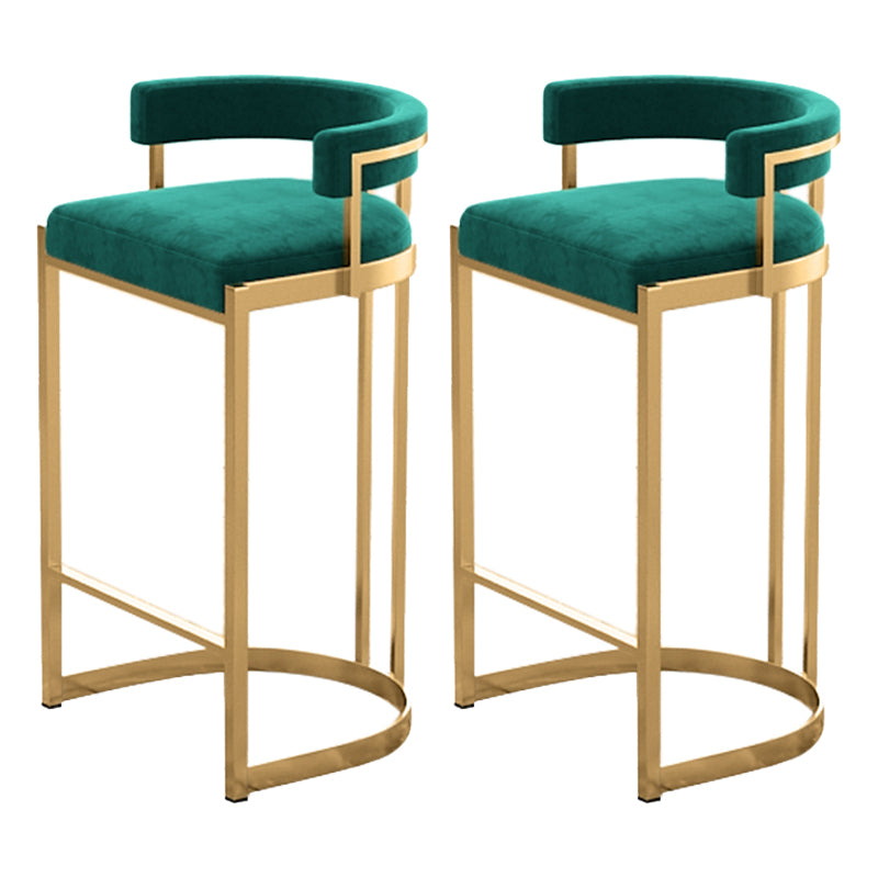 Glam Bucket Bar Stool Upholstered Bar Stool with Gold Metal Base