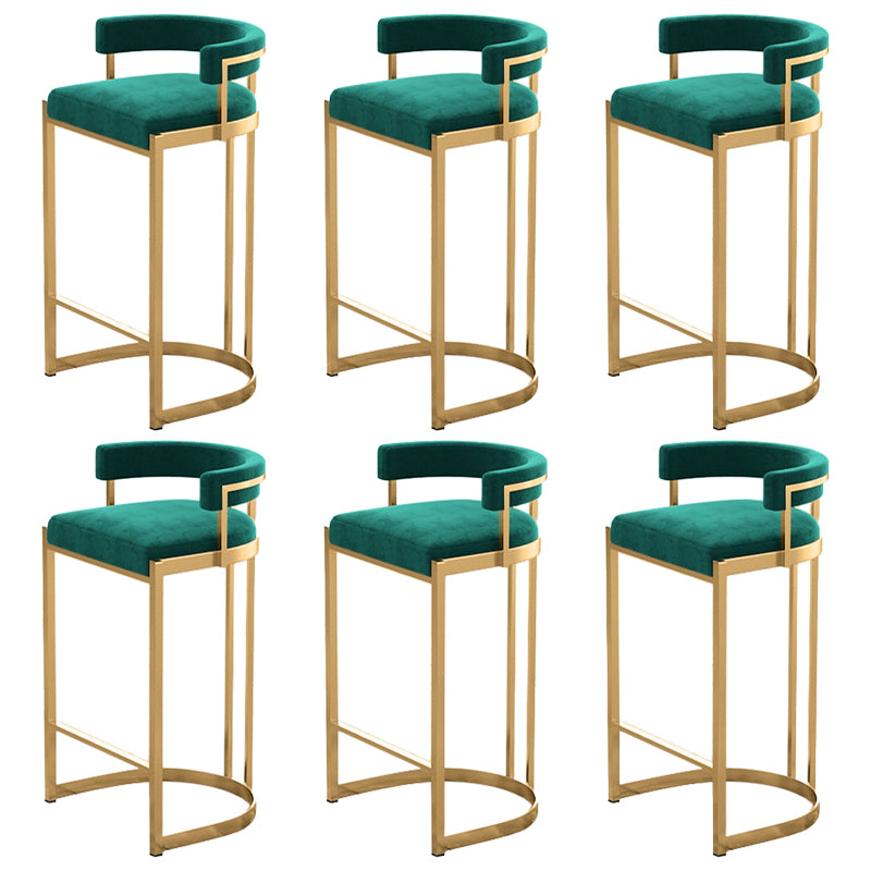 Glam Bucket Bar Stool Upholstered Bar Stool with Gold Metal Base