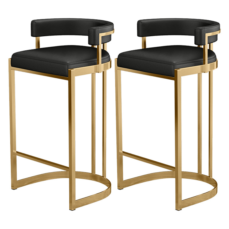 Glam Bucket Bar Stool Upholstered Bar Stool with Gold Metal Base