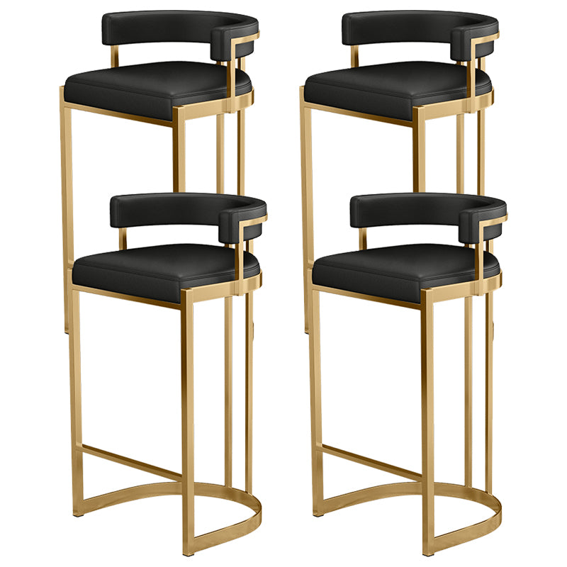 Glam Bucket Bar Stool Upholstered Bar Stool with Gold Metal Base
