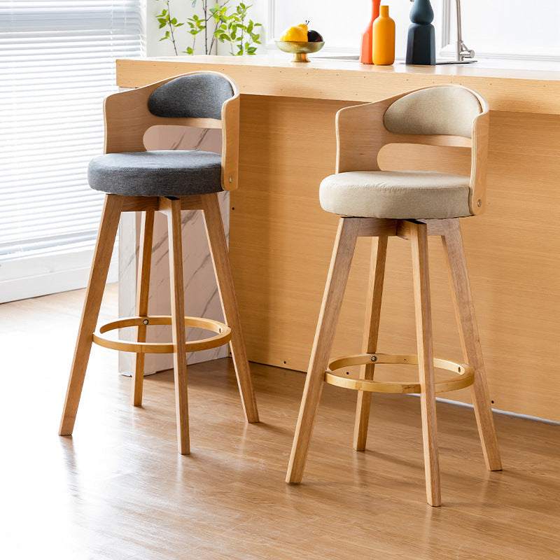 Contemporary Wood Stool Faux Leather Counter Stool in Matte Finish for Indoor