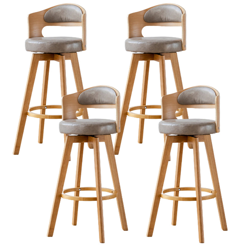 Contemporary Wood Stool Faux Leather Counter Stool in Matte Finish for Indoor