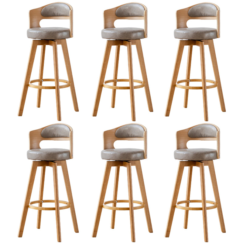 Contemporary Wood Stool Faux Leather Counter Stool in Matte Finish for Indoor