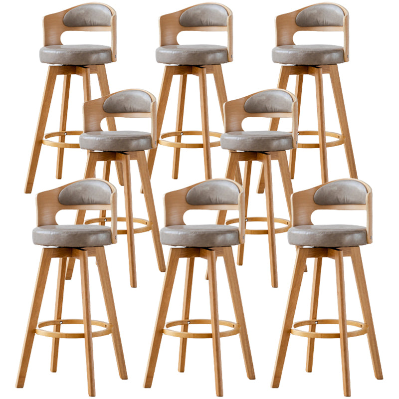 Contemporary Wood Stool Faux Leather Counter Stool in Matte Finish for Indoor