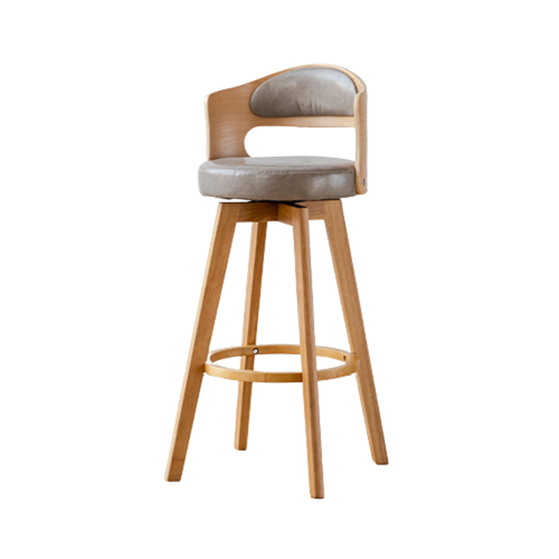 Contemporary Wood Stool Faux Leather Counter Stool in Matte Finish for Indoor