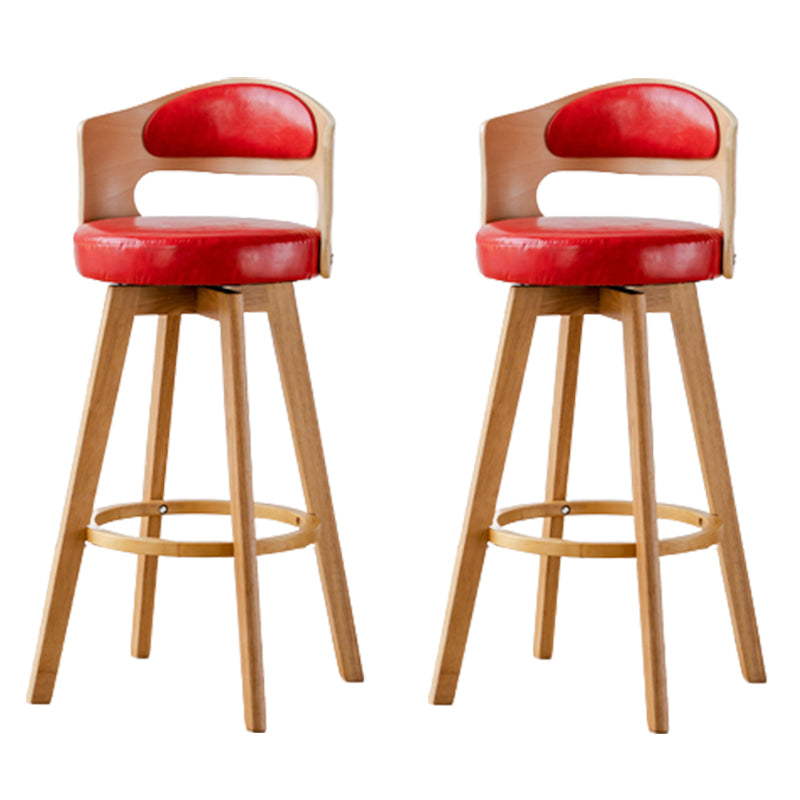 Contemporary Wood Stool Faux Leather Counter Stool in Matte Finish for Indoor