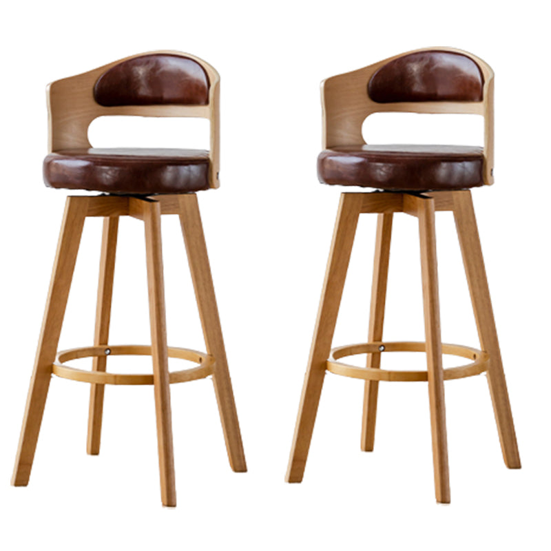 Contemporary Wood Stool Faux Leather Counter Stool in Matte Finish for Indoor