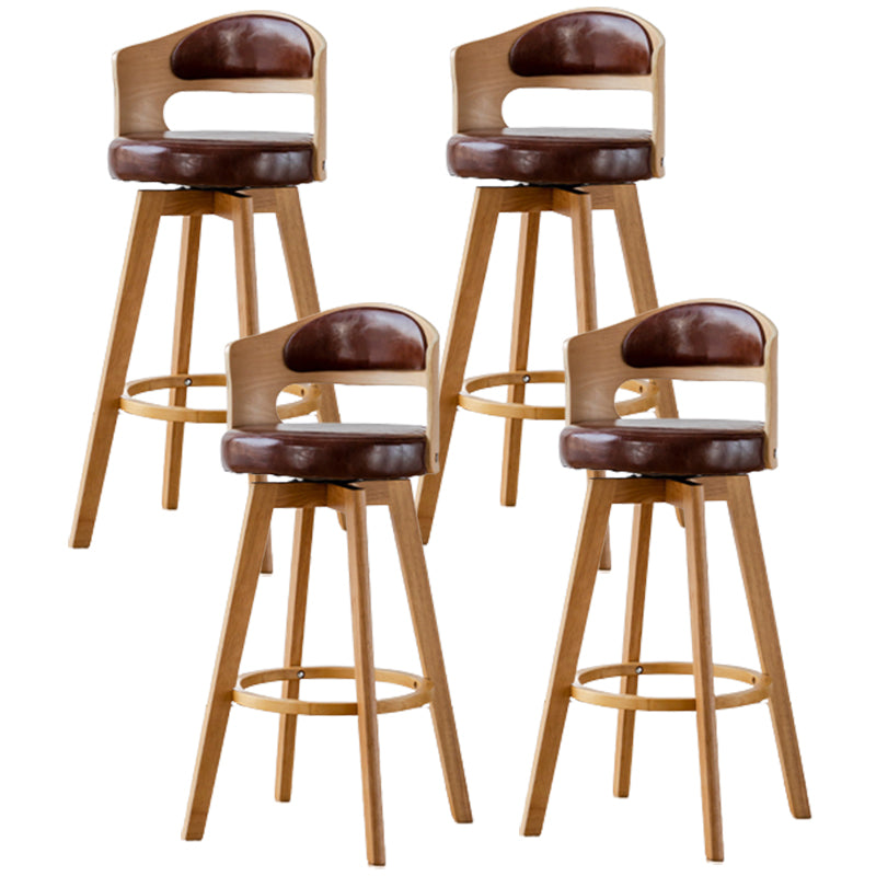 Contemporary Wood Stool Faux Leather Counter Stool in Matte Finish for Indoor